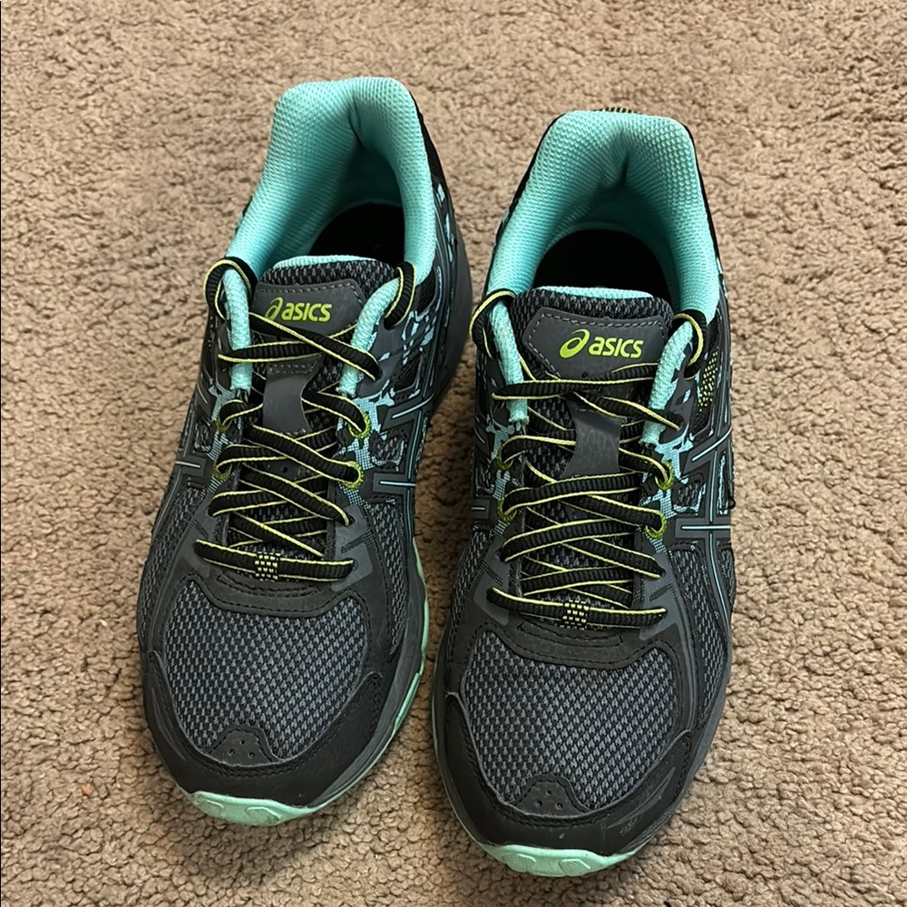ASICS Women's Black and Green Running Shoes